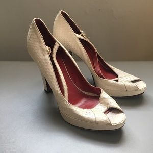 Cesare Paciotti Ivory Snakeskin/ leather heels